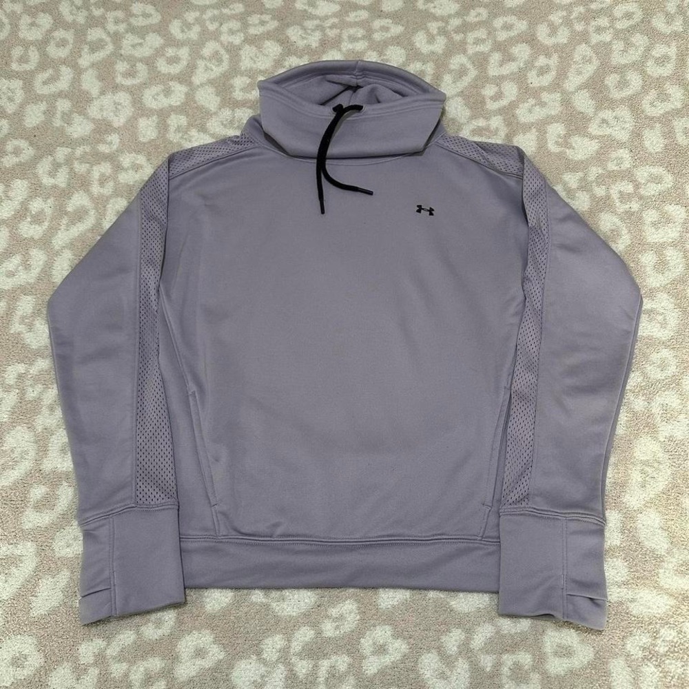 Under Armour Fleece Funnel Neck‎ Pullover Lavender Purple Mesh Sleeve Womens M